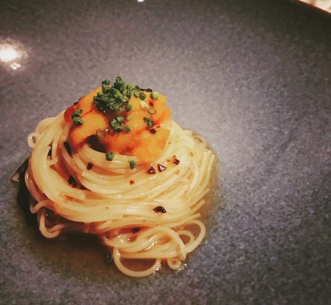 Cold somen, bafun uni and truffle celeriac cream at Restaurant DC